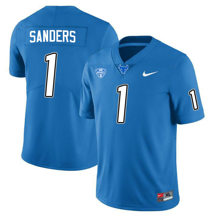 Buffalo Bulls #1 Qua Sanders College Football Jerseys Stitched Sale-Blue